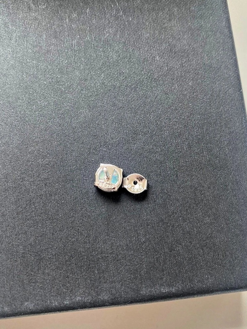 Sterling Silver Opal Stud Earrings - Picture 6 of 6